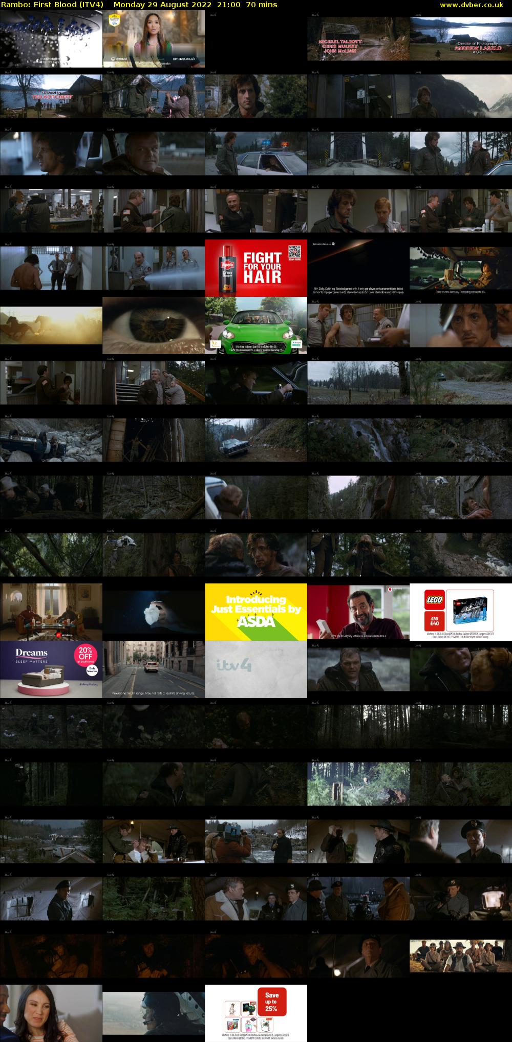 Rambo: First Blood (ITV4) Monday 29 August 2022 21:00 - 22:10