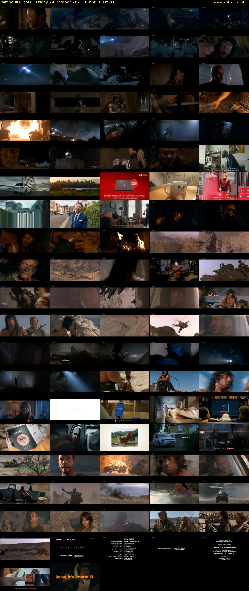 Rambo III (ITV4) Friday 29 October 2021 00:50 - 01:50