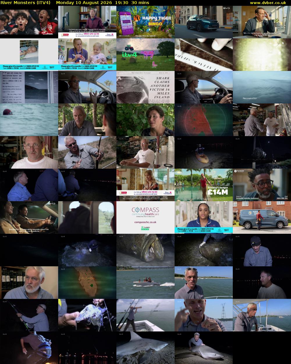 River Monsters (ITV4) Monday 10 August 2026 19:30 - 20:00