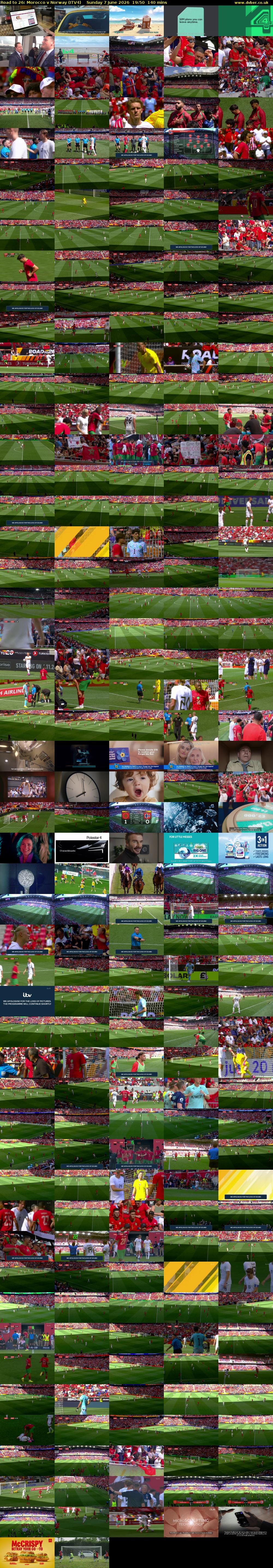 Road to 26: Morocco v Norway (ITV4) Sunday 7 June 2026 19:50 - 22:10