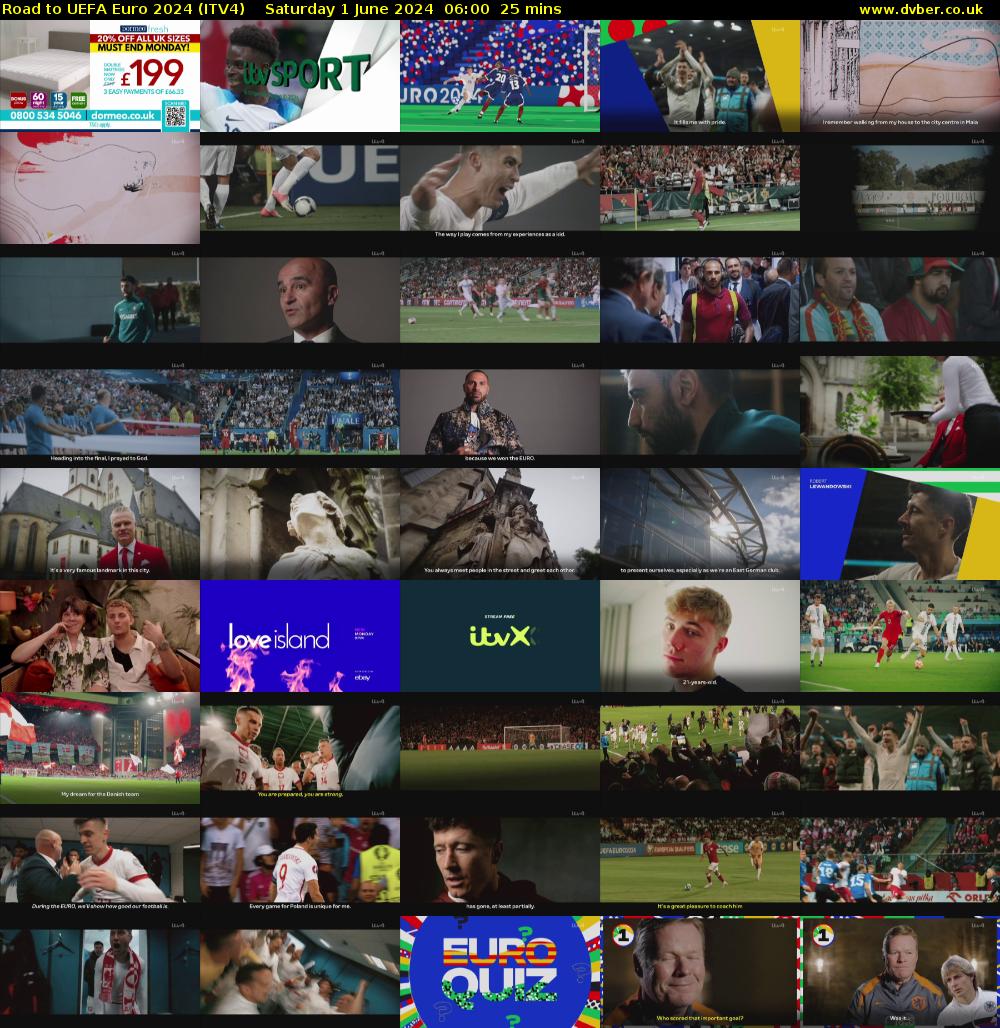 Road to UEFA Euro 2024 (ITV4) Saturday 1 June 2024 06:00 - 06:25