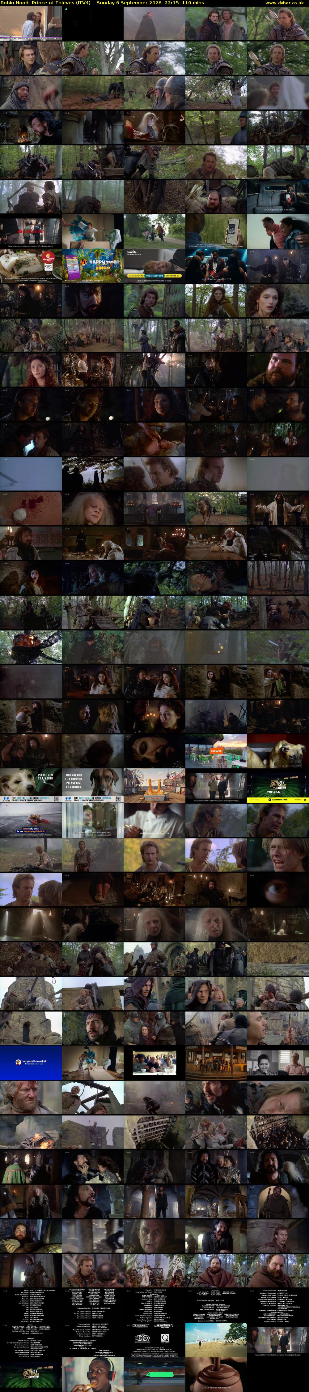 Robin Hood: Prince of Thieves (ITV4) Sunday 6 September 2026 22:15 - 00:05