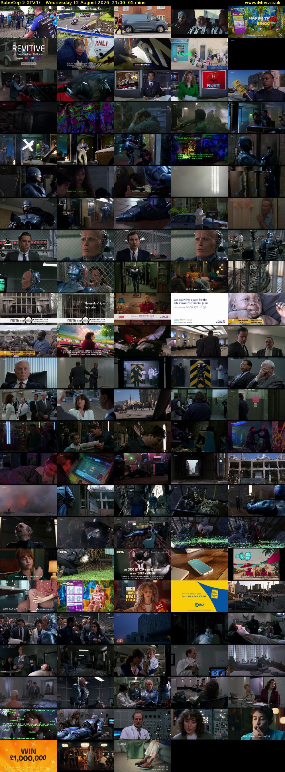 RoboCop 2 (ITV4) Wednesday 12 August 2026 21:00 - 22:05