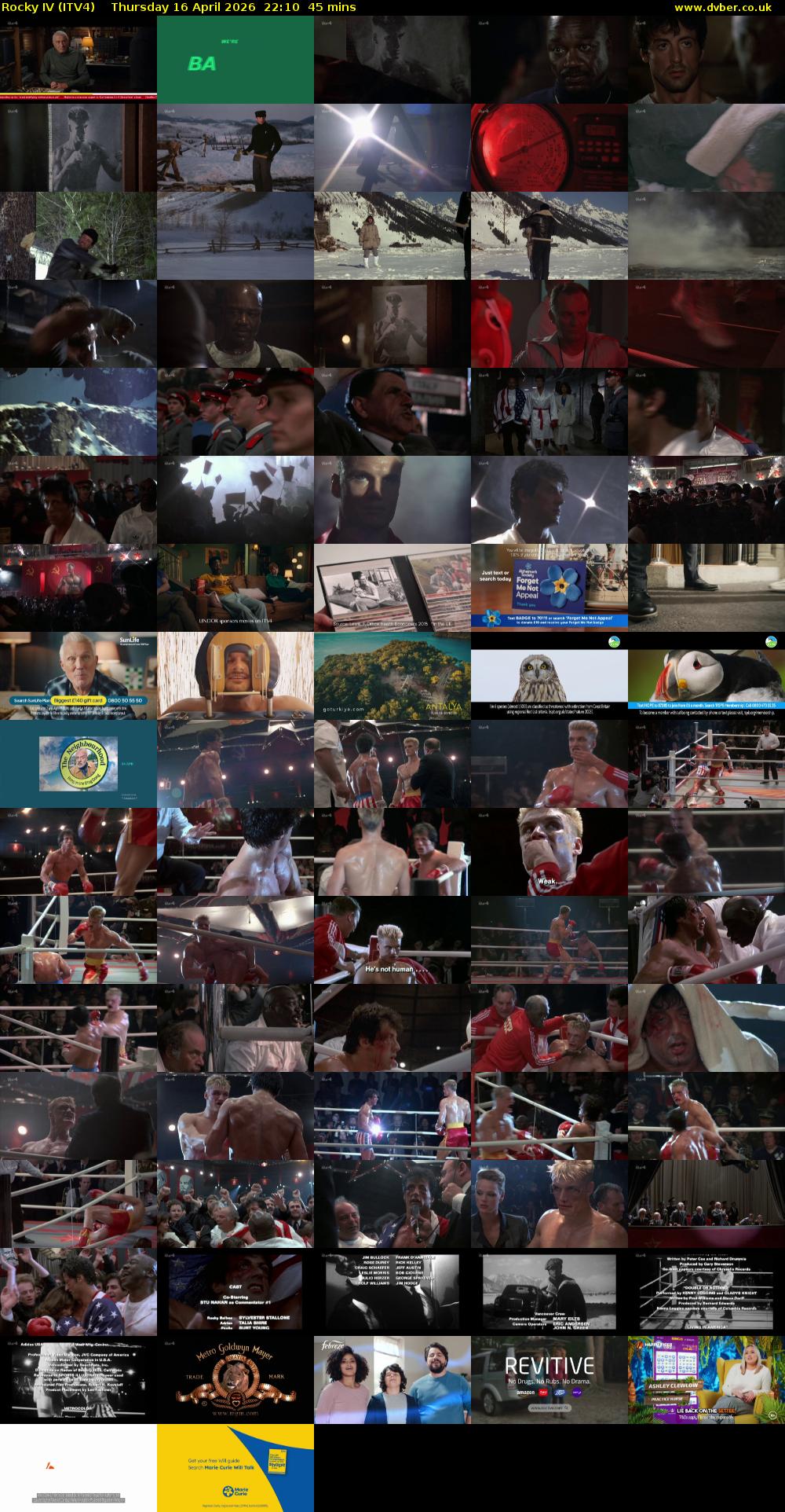 Rocky IV (ITV4) Thursday 16 April 2026 22:10 - 22:55