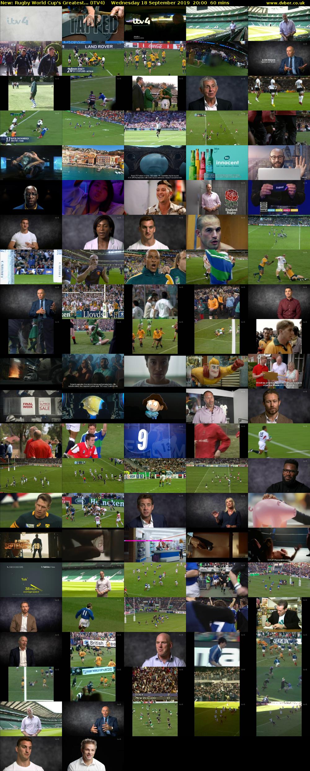 Rugby World Cup's Greatest... (ITV4) Wednesday 18 September 2019 20:00 - 21:00