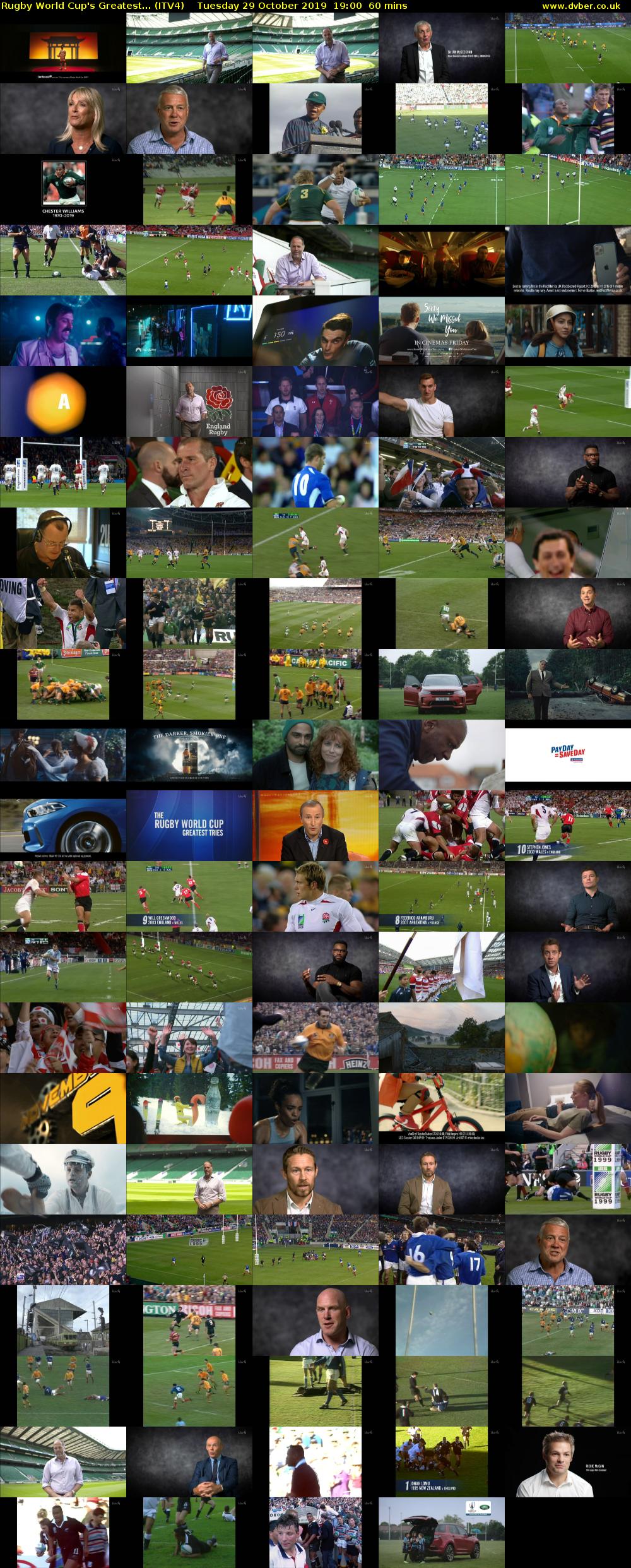 Rugby World Cup's Greatest... (ITV4) Tuesday 29 October 2019 19:00 - 20:00
