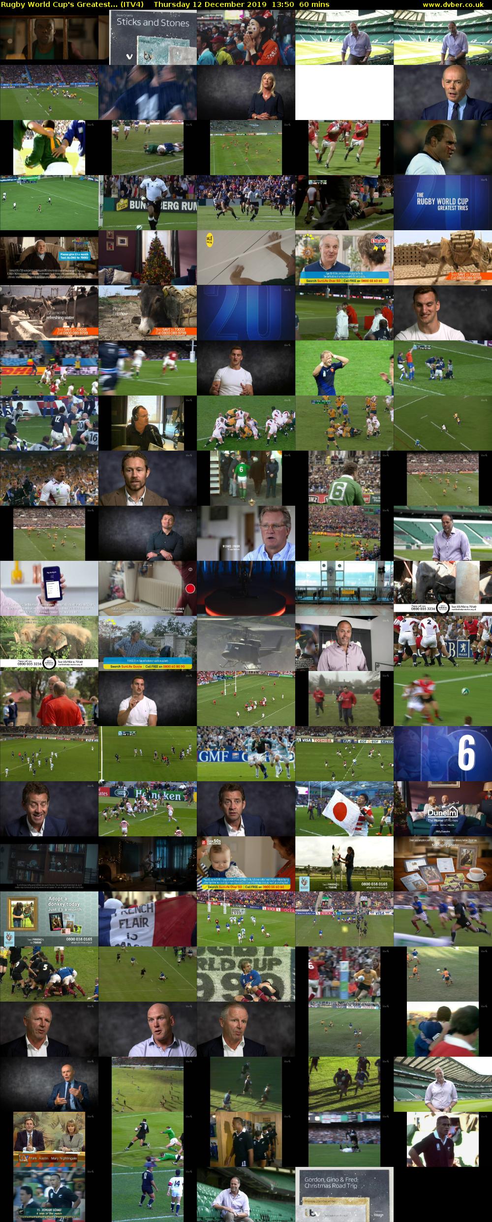 Rugby World Cup's Greatest... (ITV4) Thursday 12 December 2019 13:50 - 14:50