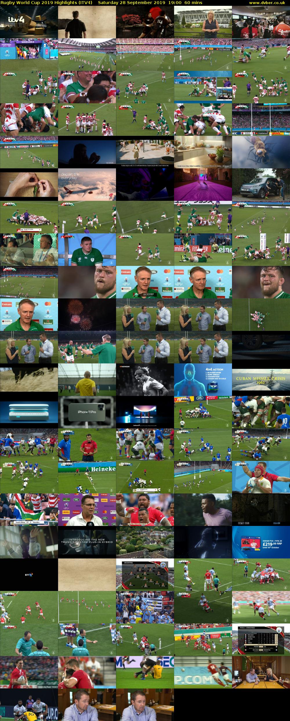 Rugby World Cup 2019 Highlights (ITV4) Saturday 28 September 2019 19:00 - 20:00