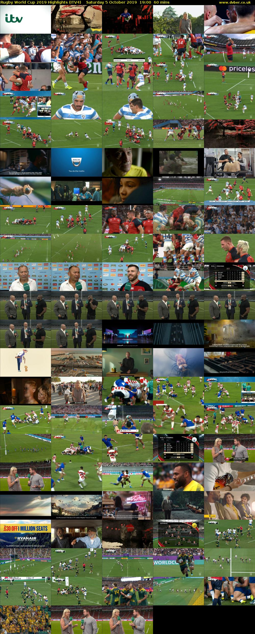 Rugby World Cup 2019 Highlights (ITV4) Saturday 5 October 2019 19:00 - 20:00