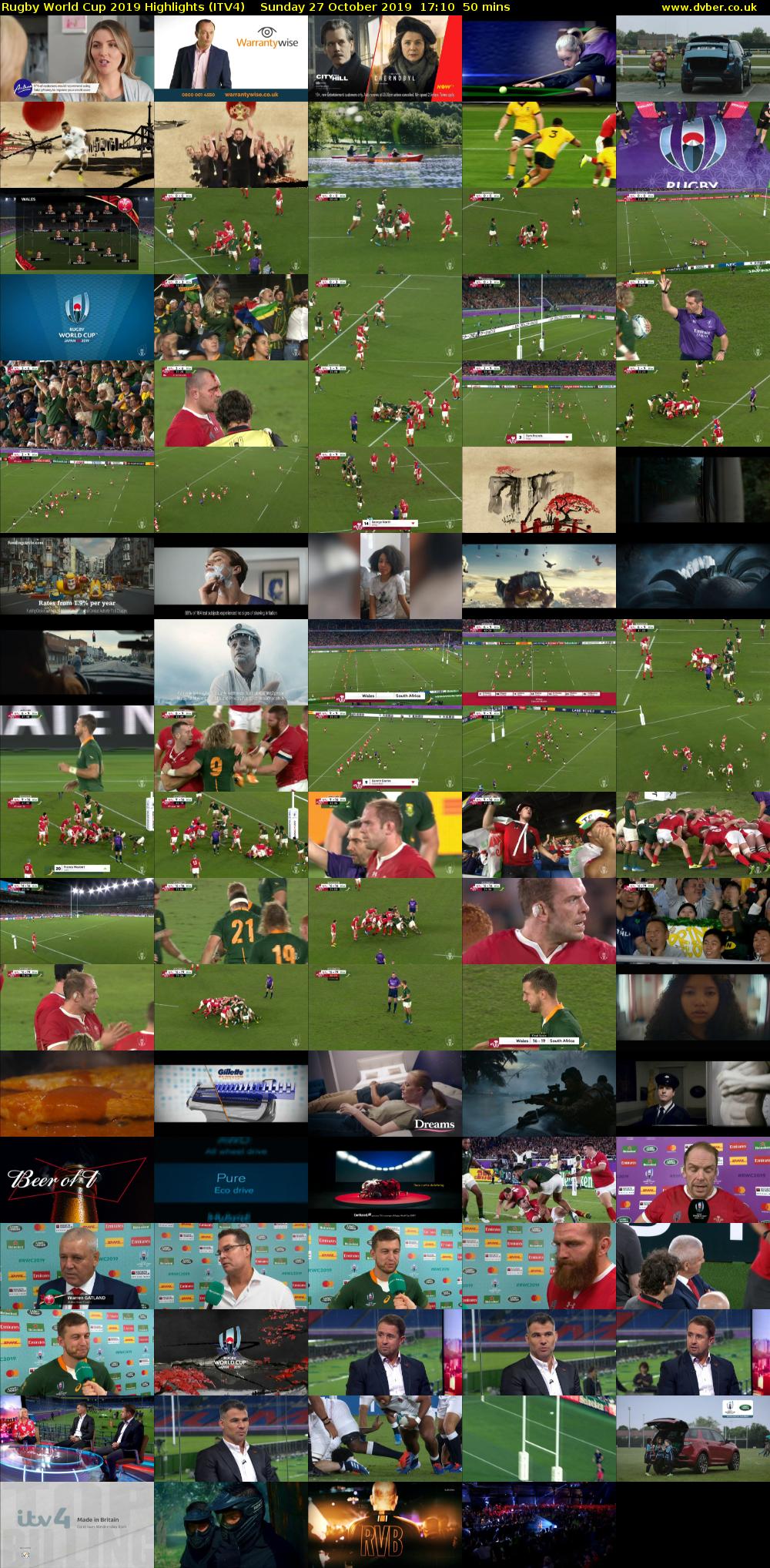 Rugby World Cup 2019 Highlights (ITV4) Sunday 27 October 2019 17:10 - 18:00