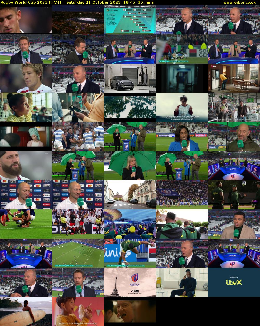 Rugby World Cup 2023 (ITV4) Saturday 21 October 2023 18:45 - 19:15