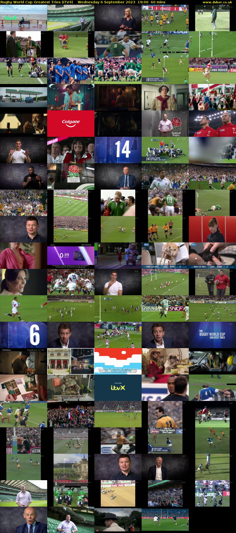 Rugby World Cup Greatest Tries (ITV4) Wednesday 6 September 2023 19:00 - 20:00