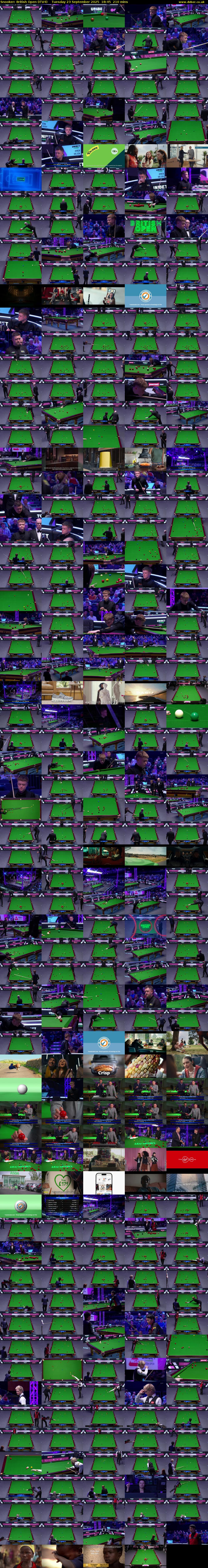 Snooker: British Open (ITV4) Tuesday 23 September 2025 18:45 - 22:15