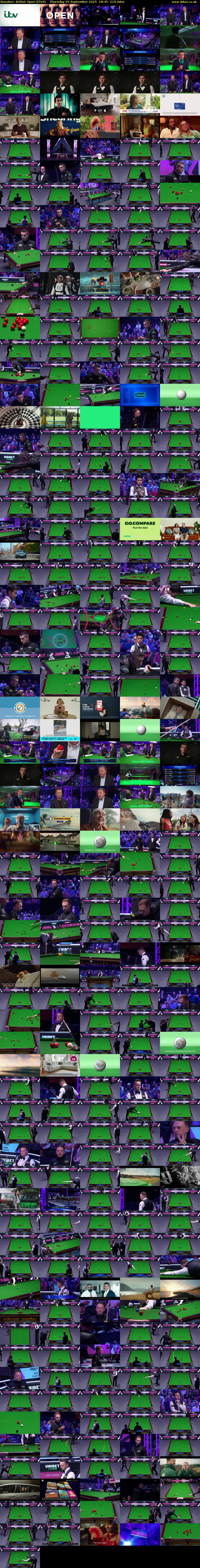 Snooker: British Open (ITV4) Thursday 25 September 2025 18:45 - 22:15