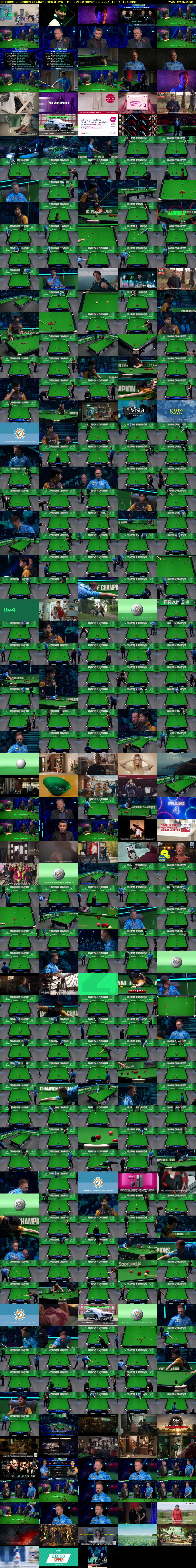 Snooker: Champion of Champions (ITV4) Monday 10 November 2025 18:45 - 22:00