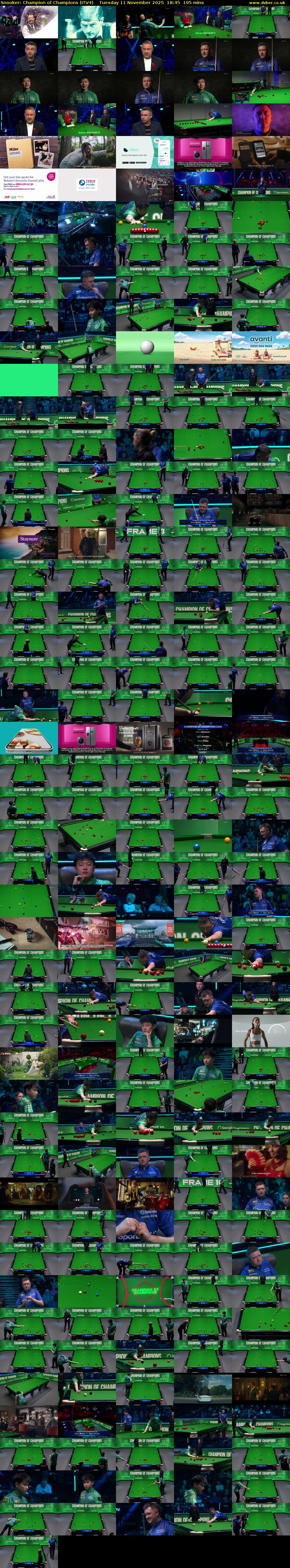 Snooker: Champion of Champions (ITV4) Tuesday 11 November 2025 18:45 - 22:00