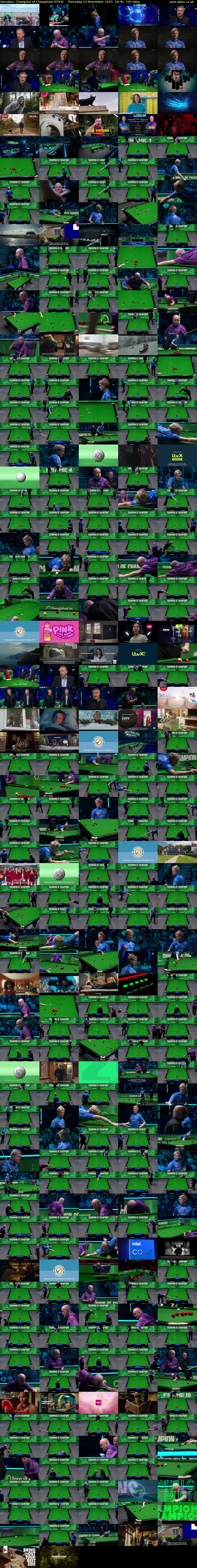 Snooker: Champion of Champions (ITV4) Thursday 13 November 2025 18:45 - 22:00