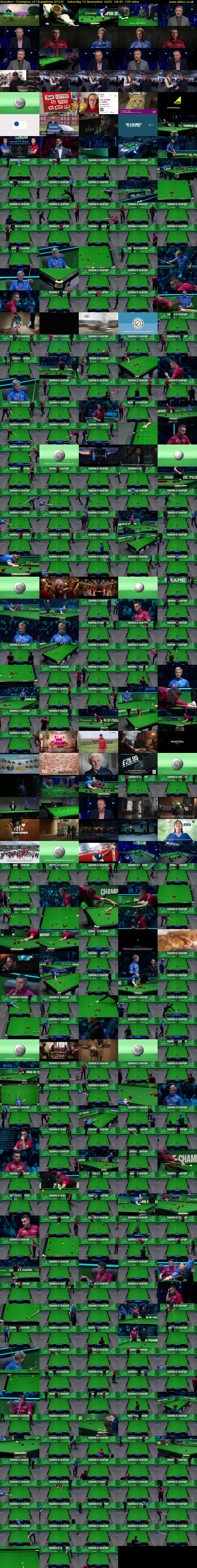 Snooker: Champion of Champions (ITV4) Saturday 15 November 2025 18:45 - 22:00