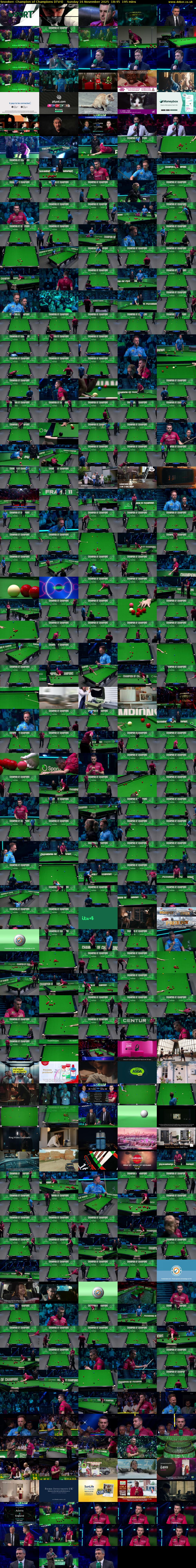 Snooker: Champion of Champions (ITV4) Sunday 16 November 2025 18:45 - 22:00