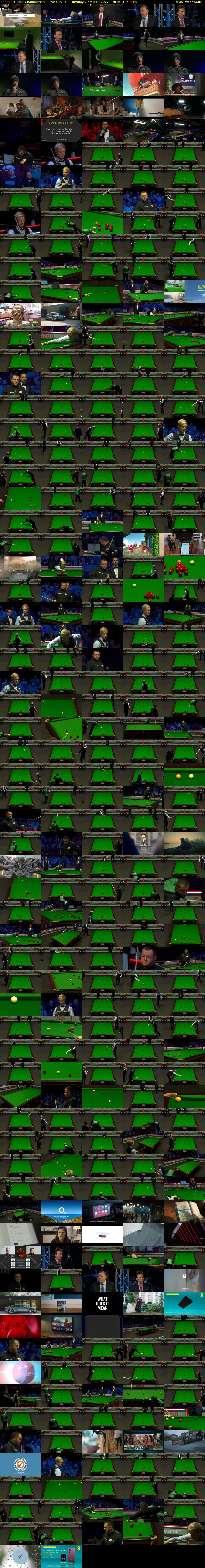 Snooker: Tour Championship Live (ITV4) Tuesday 29 March 2022 19:15 - 22:30