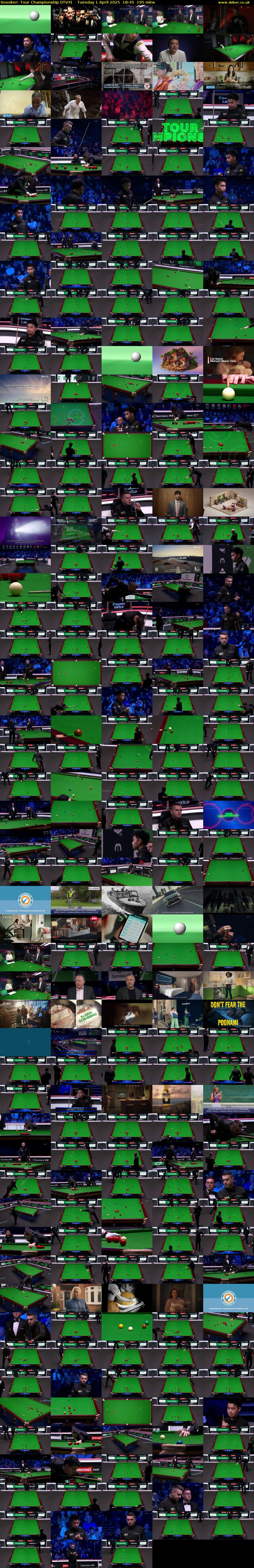 Snooker: Tour Championship (ITV4) Tuesday 1 April 2025 18:45 - 22:00