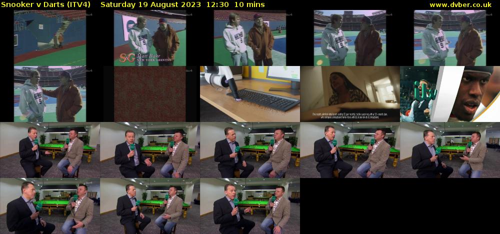 Snooker v Darts (ITV4) Saturday 19 August 2023 12:30 - 12:40