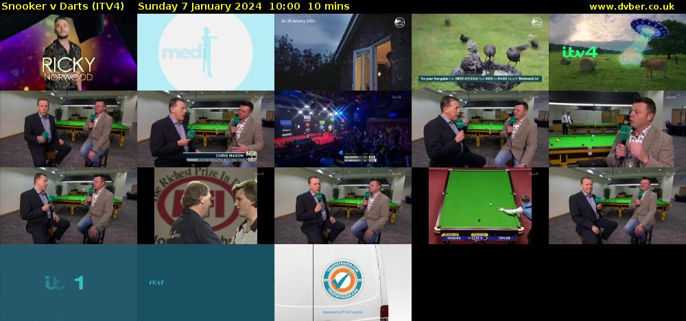 Snooker v Darts (ITV4) Sunday 7 January 2024 10:00 - 10:10