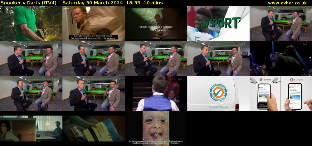 Snooker v Darts (ITV4) Saturday 30 March 2024 18:35 - 18:45