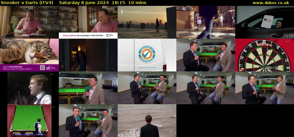 Snooker v Darts (ITV4) Saturday 8 June 2024 18:15 - 18:25