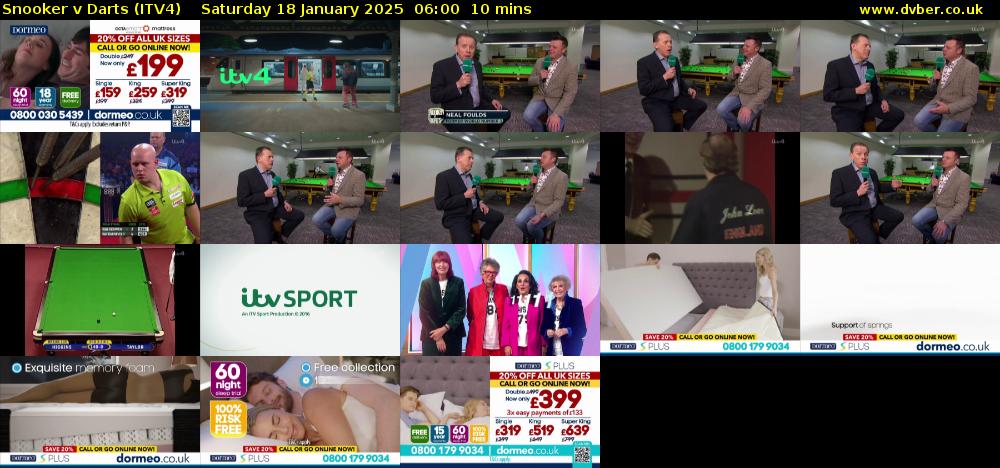 Snooker v Darts (ITV4) Saturday 18 January 2025 06:00 - 06:10