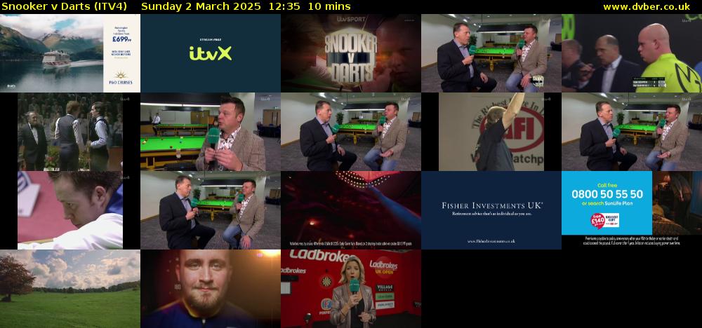 Snooker v Darts (ITV4) Sunday 2 March 2025 12:35 - 12:45