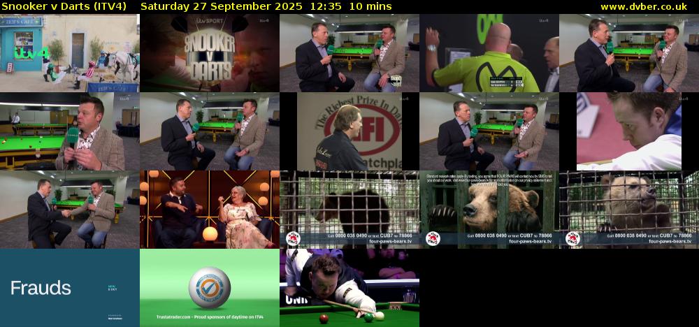 Snooker v Darts (ITV4) Saturday 27 September 2025 12:35 - 12:45