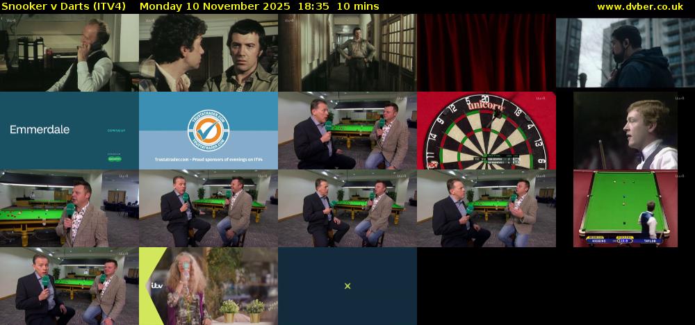 Snooker v Darts (ITV4) Monday 10 November 2025 18:35 - 18:45