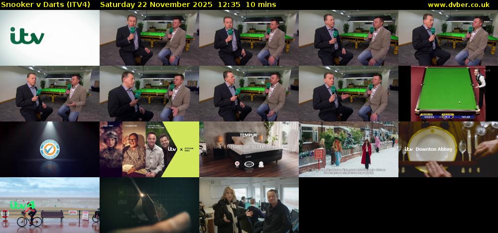 Snooker v Darts (ITV4) Saturday 22 November 2025 12:35 - 12:45