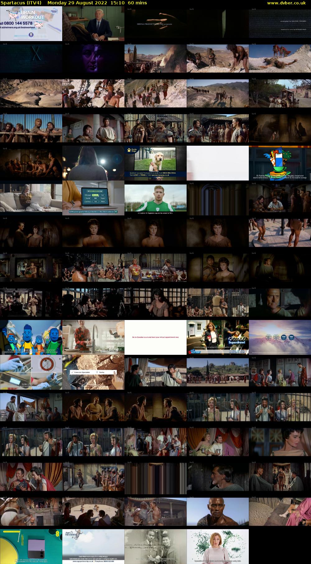 Spartacus (ITV4) Monday 29 August 2022 15:10 - 16:10