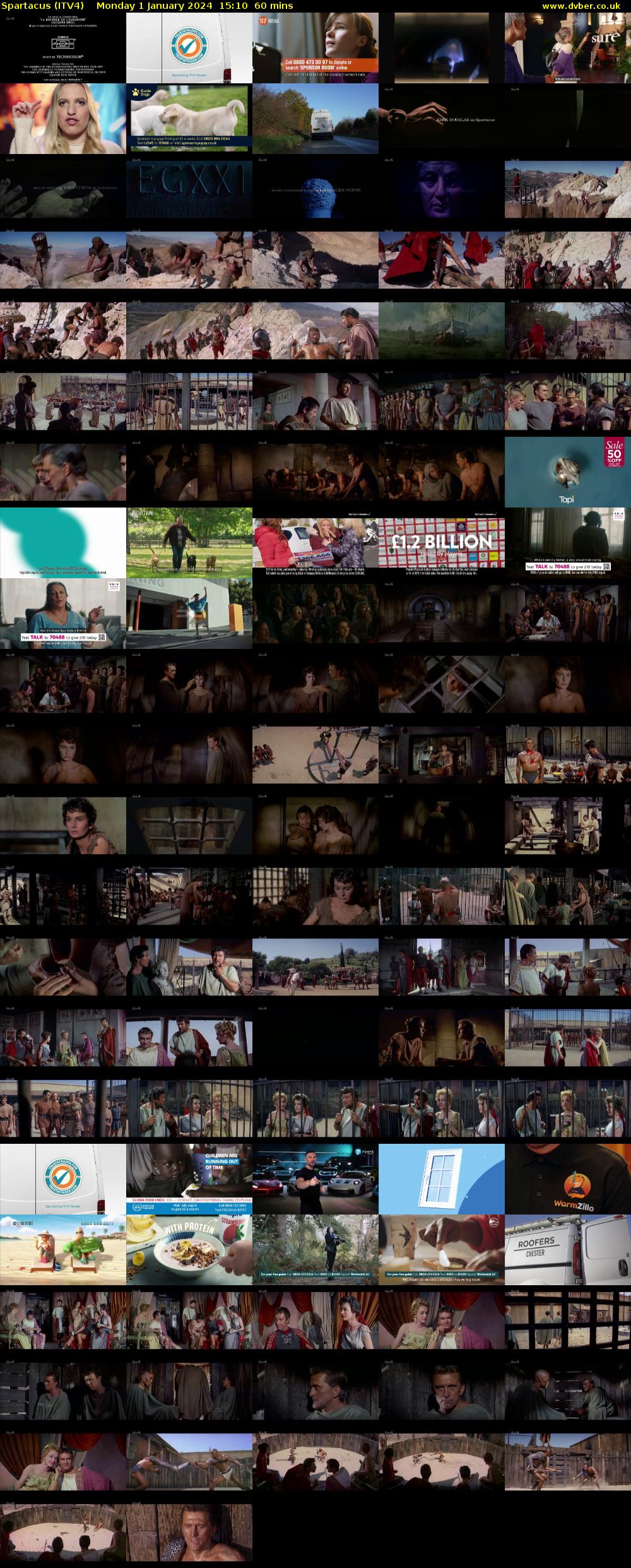 Spartacus (ITV4) Monday 1 January 2024 15:10 - 16:10