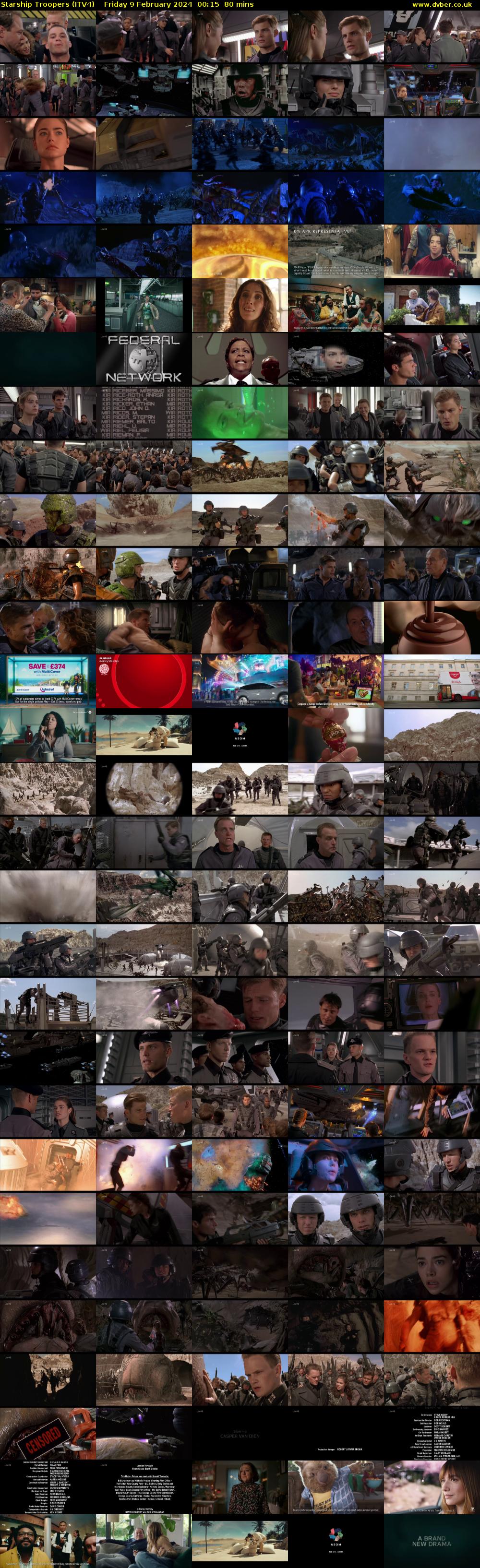 Starship Troopers (ITV4) Friday 9 February 2024 00:15 - 01:35