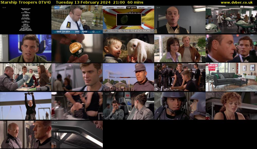 Starship Troopers (ITV4) Tuesday 13 February 2024 21:00 - 22:00