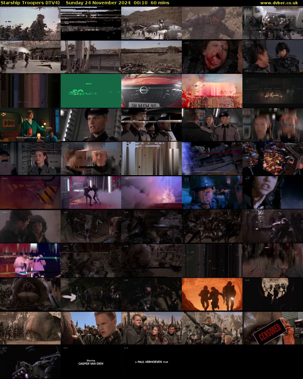 Starship Troopers (ITV4) Sunday 24 November 2024 00:10 - 01:10