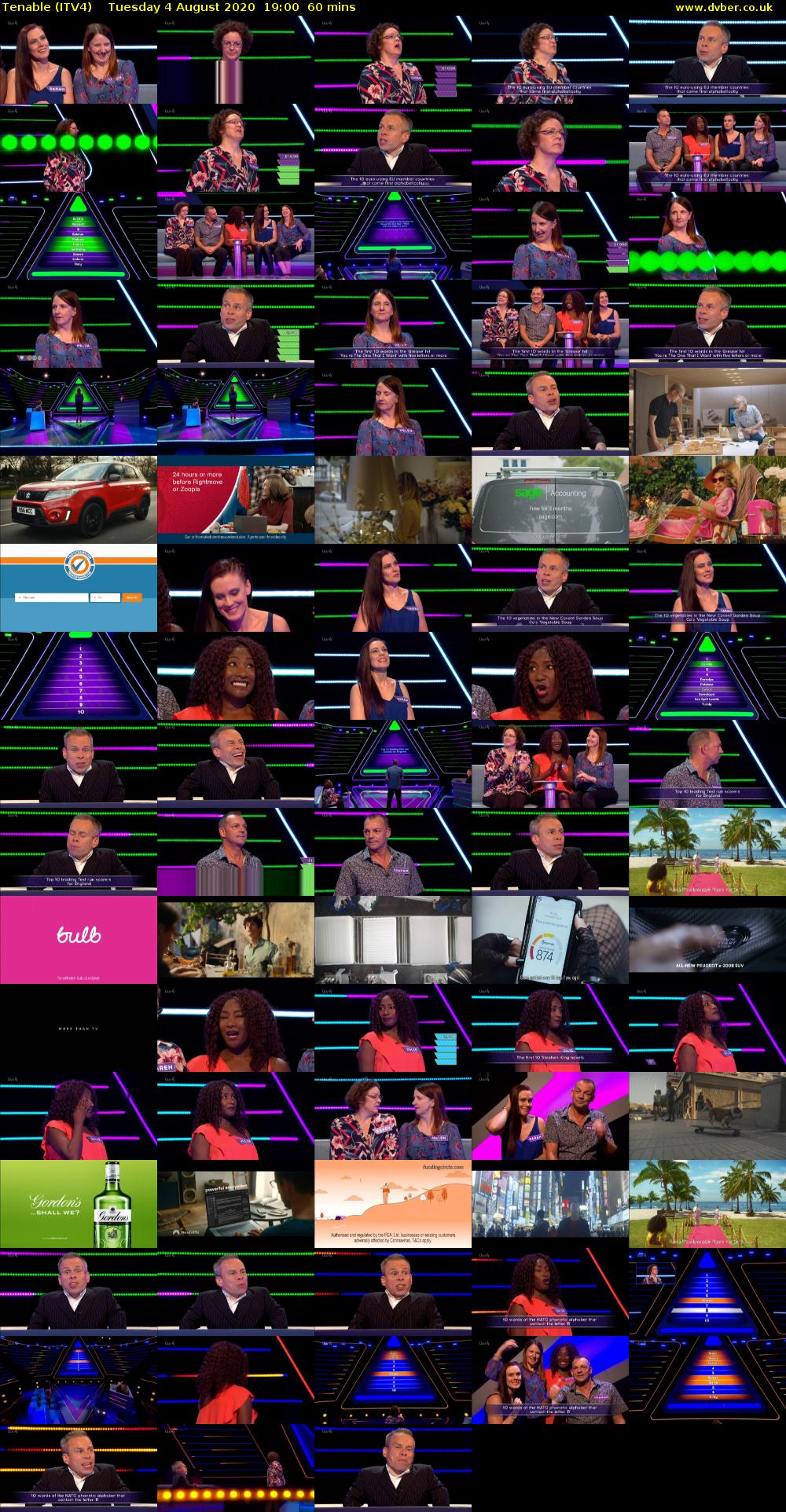 Tenable (ITV4) Tuesday 4 August 2020 19:00 - 20:00