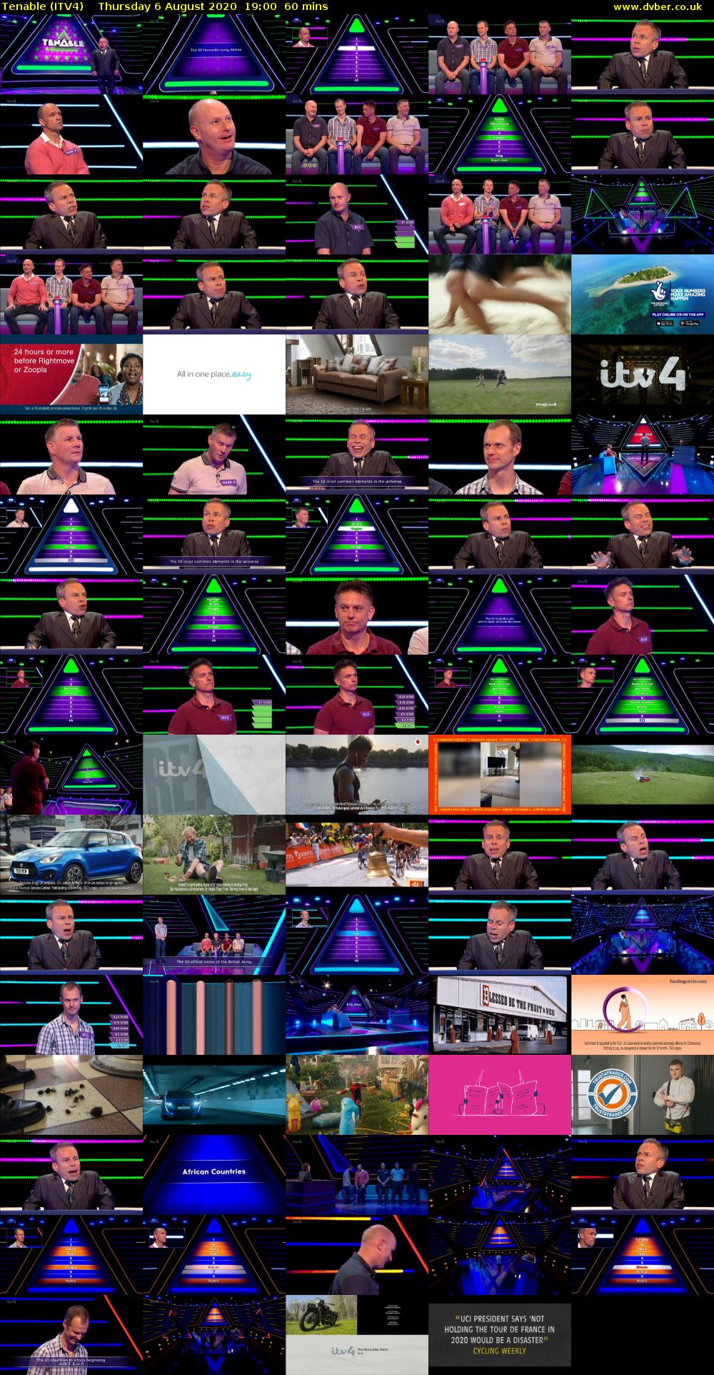 Tenable (ITV4) Thursday 6 August 2020 19:00 - 20:00
