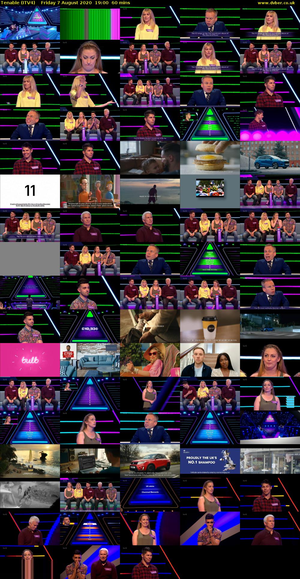 Tenable (ITV4) Friday 7 August 2020 19:00 - 20:00