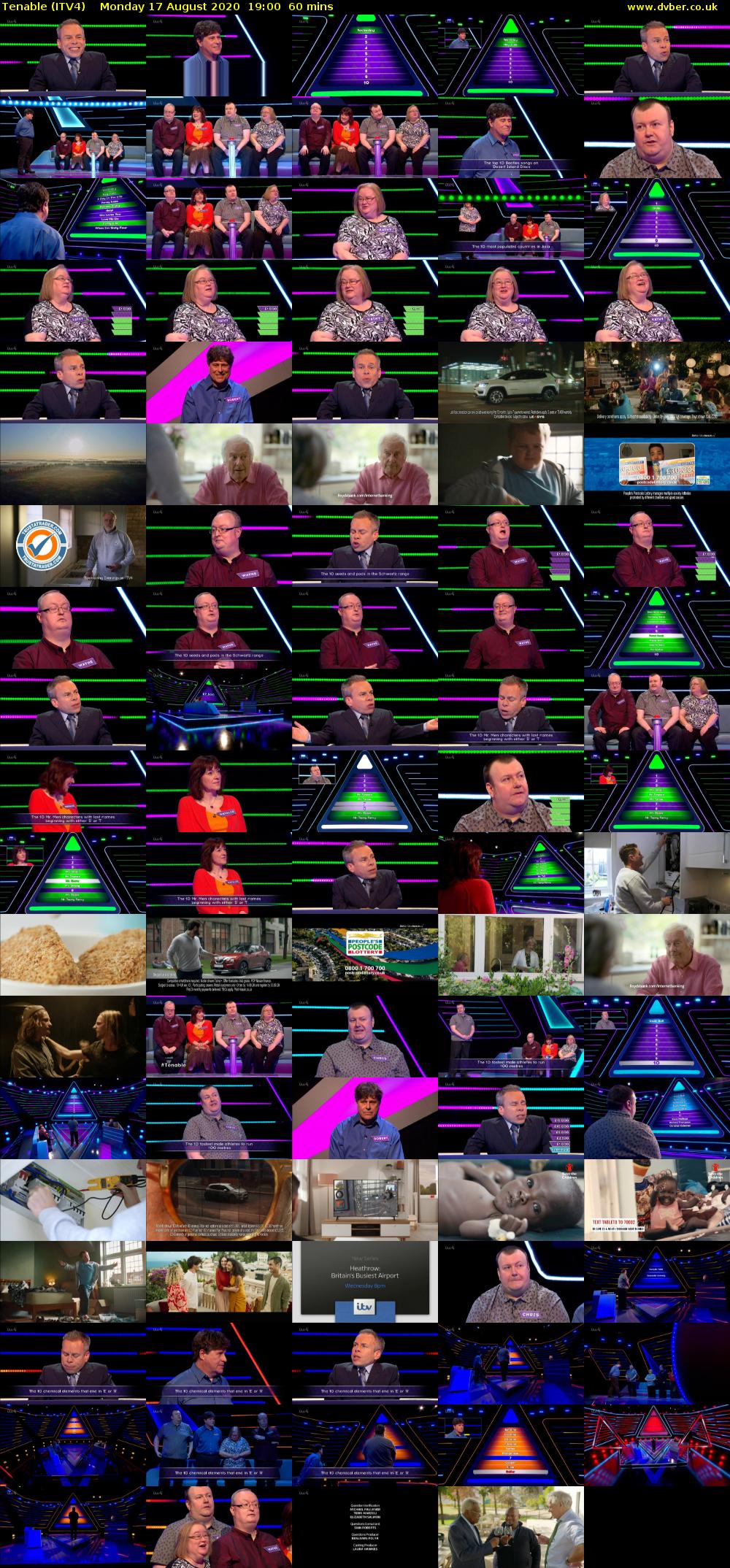 Tenable (ITV4) Monday 17 August 2020 19:00 - 20:00