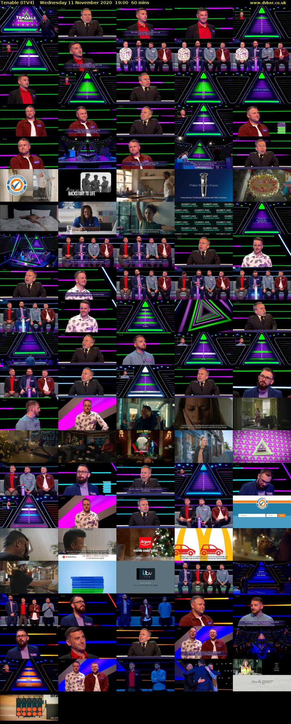 Tenable (ITV4) Wednesday 11 November 2020 19:00 - 20:00