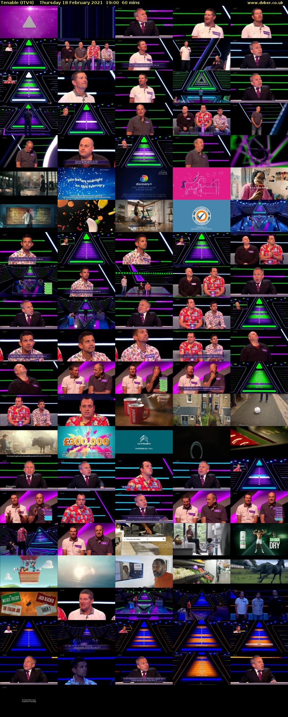 Tenable (ITV4) Thursday 18 February 2021 19:00 - 20:00