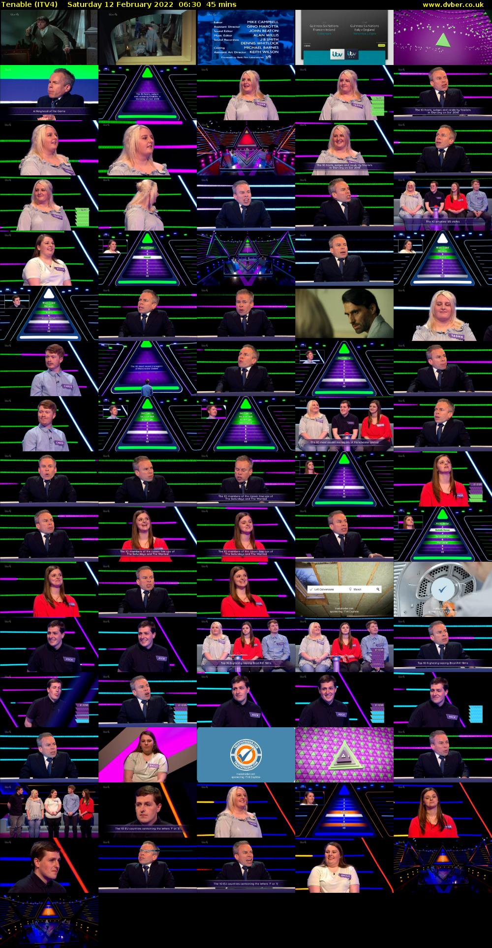 Tenable (ITV4) Saturday 12 February 2022 06:30 - 07:15