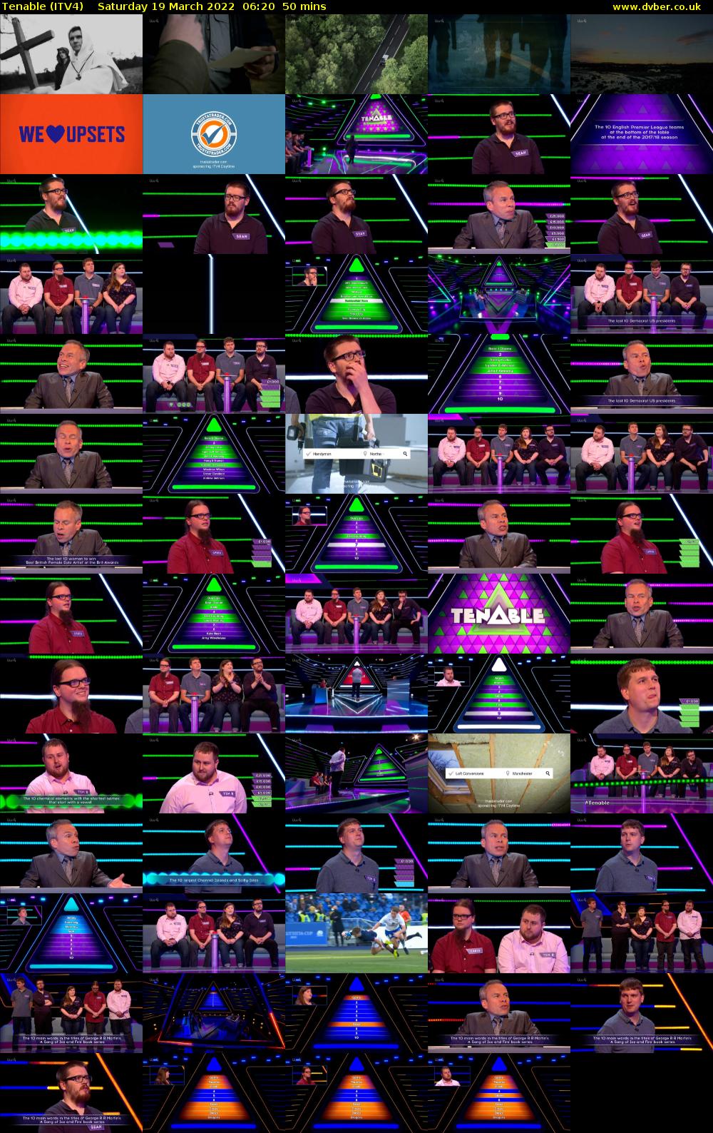 Tenable (ITV4) Saturday 19 March 2022 06:20 - 07:10