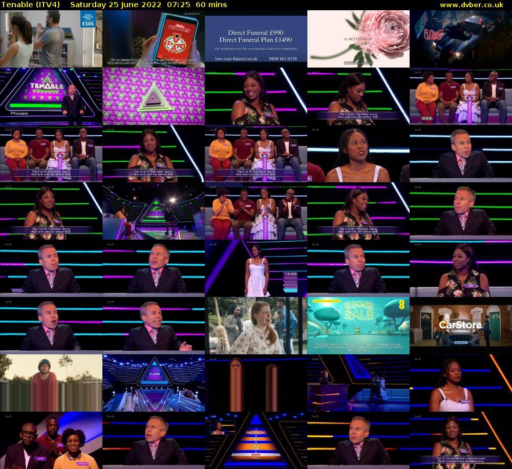Tenable (ITV4) Saturday 25 June 2022 07:25 - 08:25