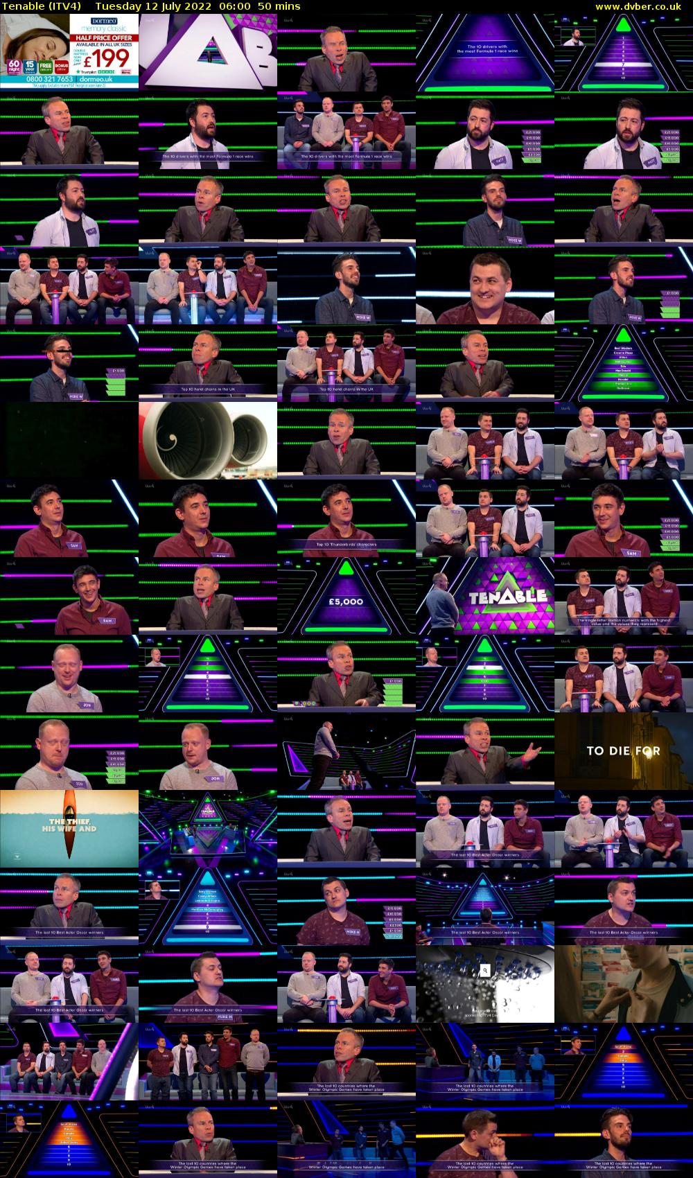Tenable (ITV4) Tuesday 12 July 2022 06:00 - 06:50