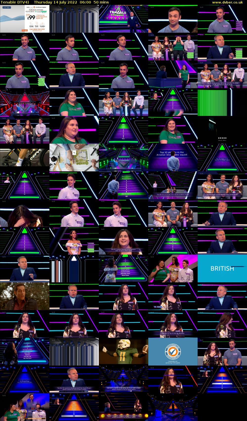 Tenable (ITV4) Thursday 14 July 2022 06:00 - 06:50